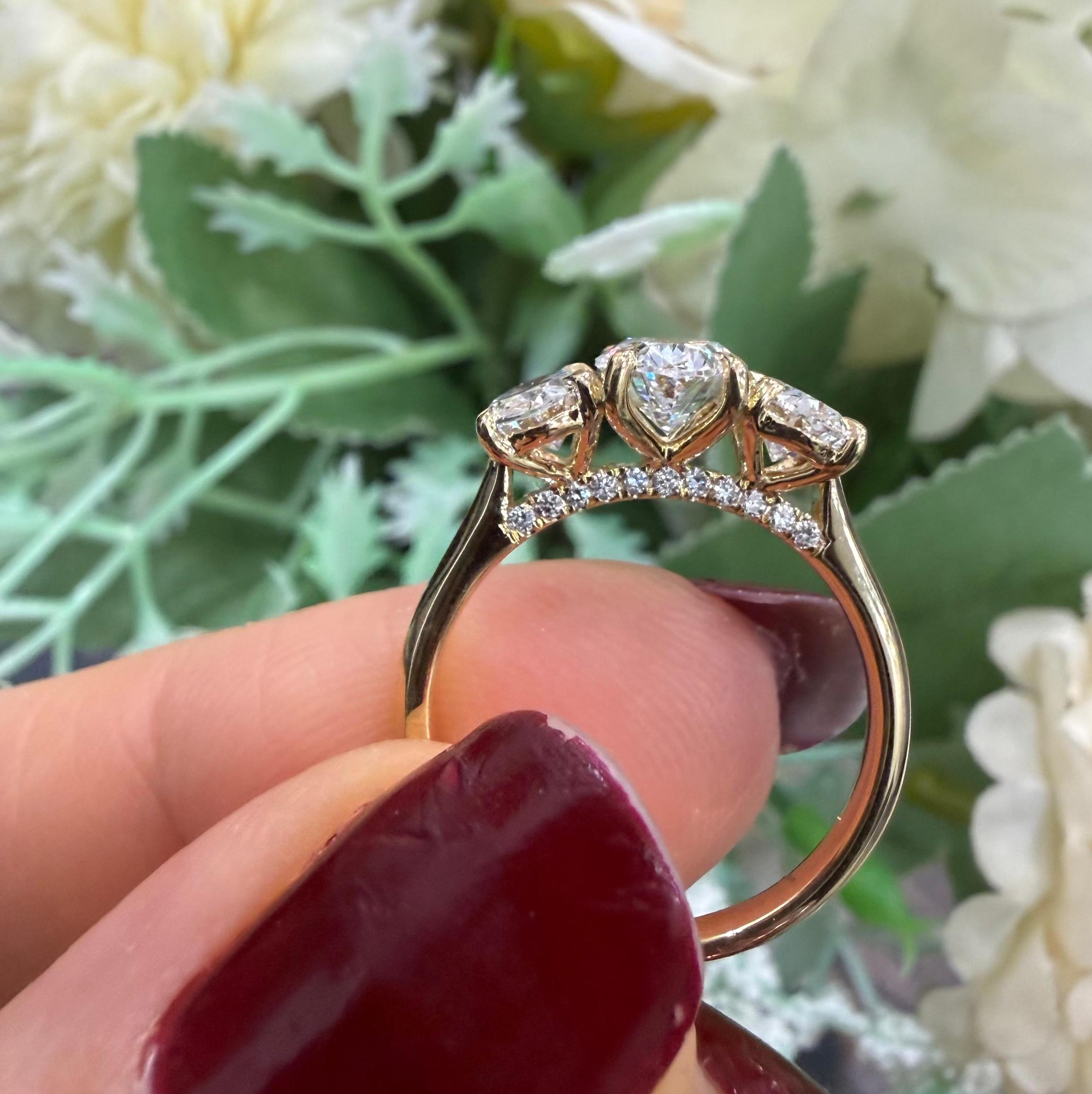 IGI 2.10ct D/VS Oval Lab Diamond Three-Stone Ring In 18k Yellow Gold
