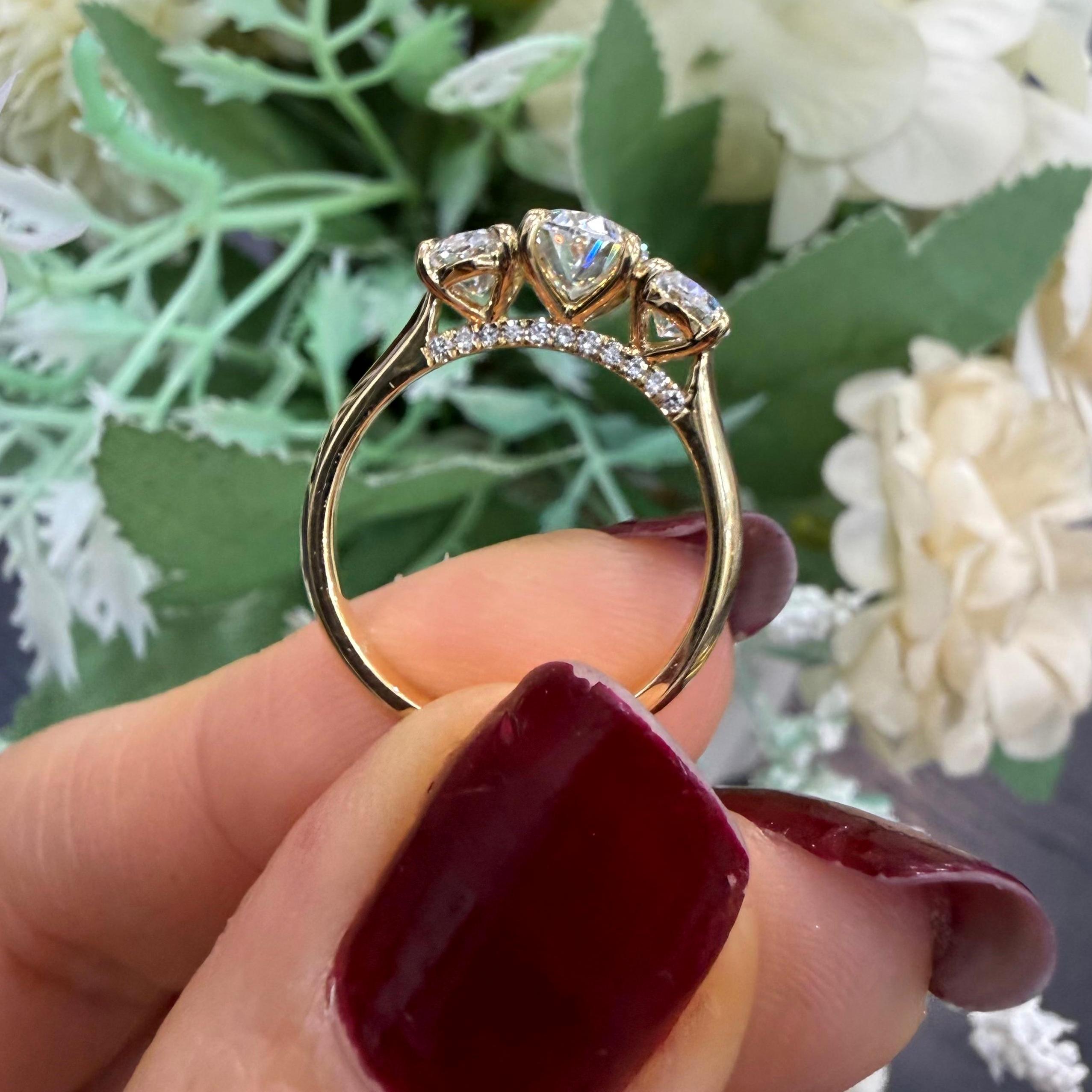 IGI 2.10ct D/VS Oval Lab Diamond Three-Stone Ring In 18k Yellow Gold