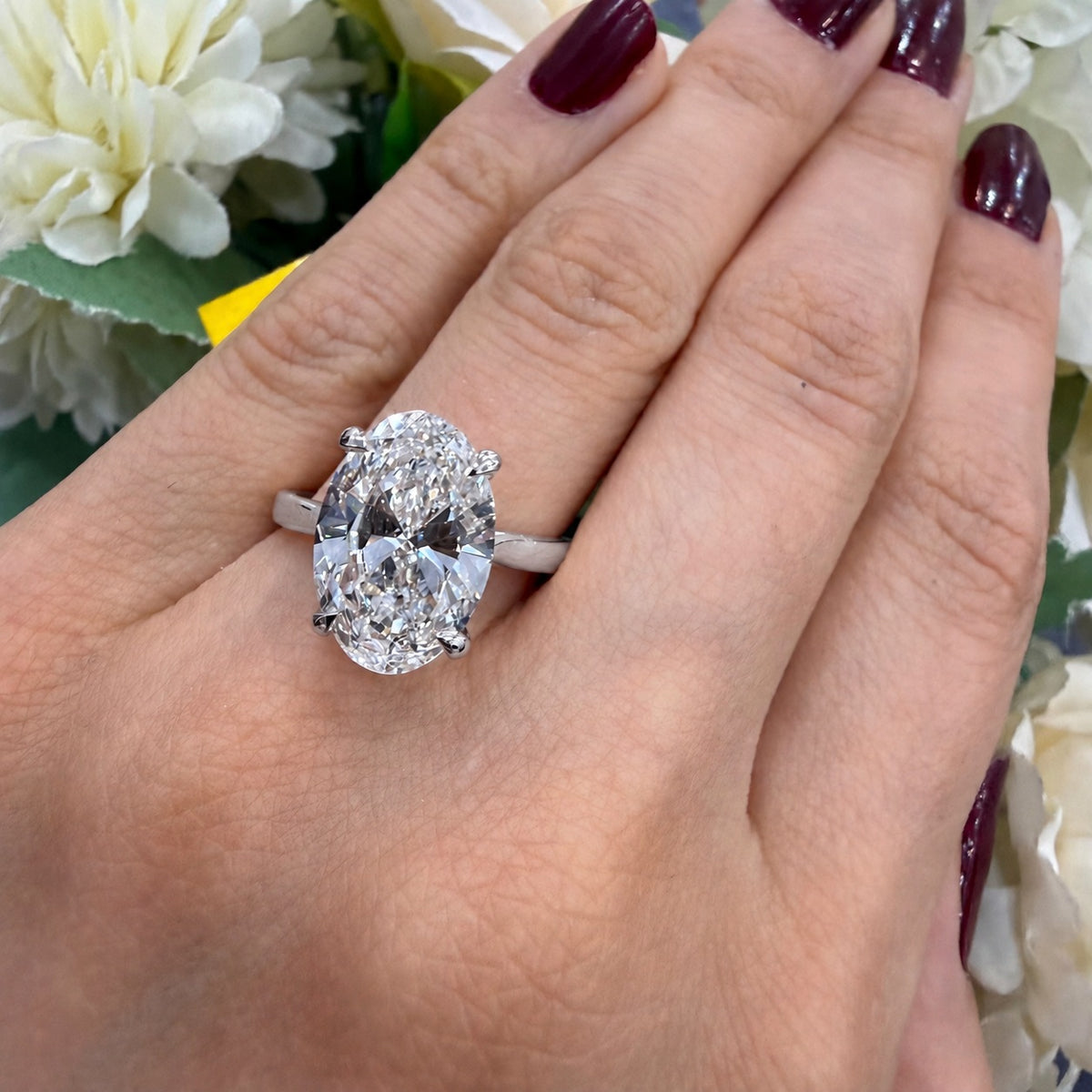 3.00 CT IGI Lab Oval Diamond Solitaire Engagement Ring - E/VS