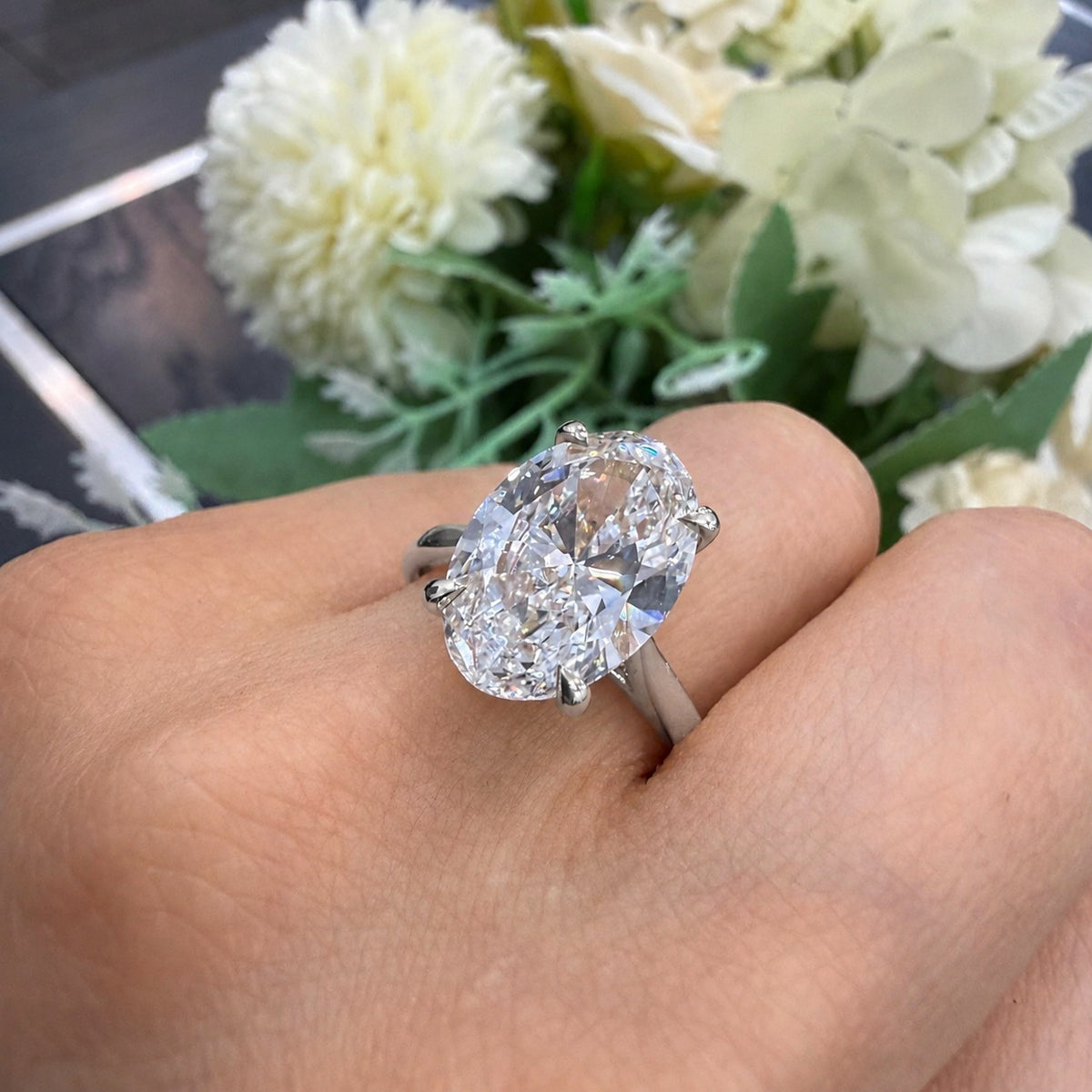 3.00 CT IGI Lab Oval Diamond Solitaire Engagement Ring - E/VS
