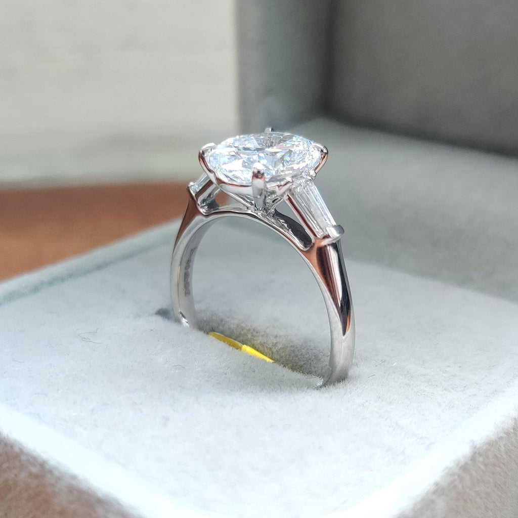 IGI Certified Diamond Oval Cut Trilogy Engagement Ring 1.50-4.50CT