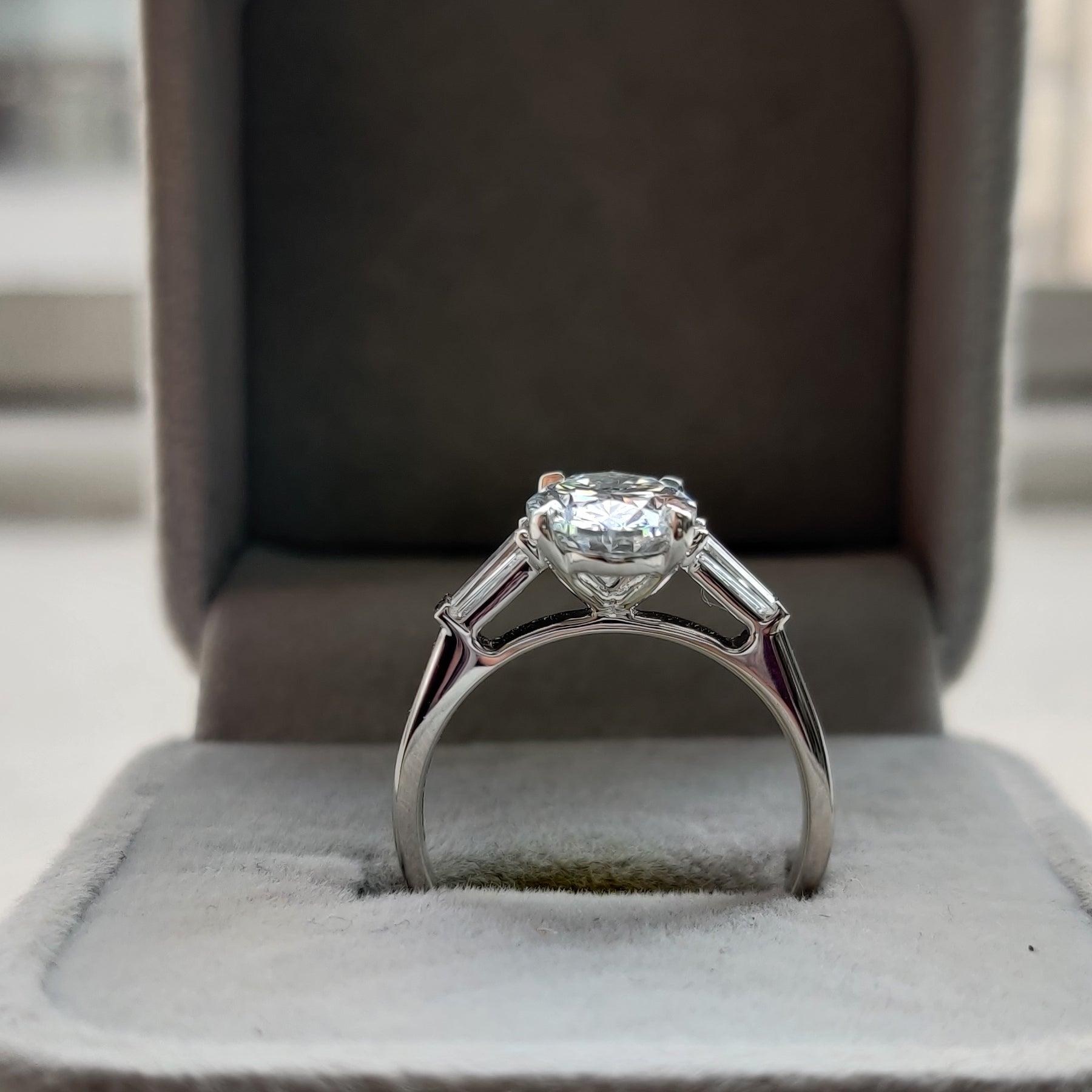 IGI Certified Diamond Oval Cut Trilogy Engagement Ring 1.50-4.50CT