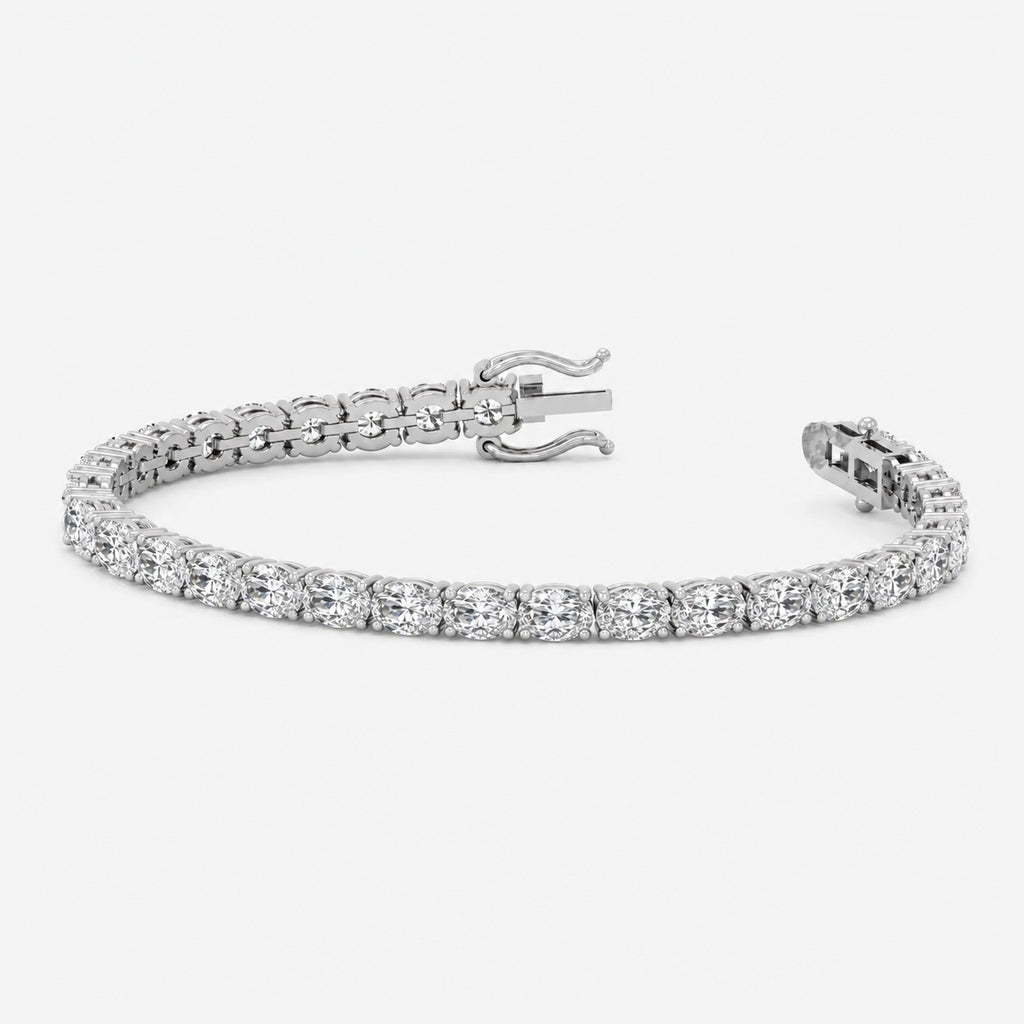 8.00ct Oval Diamond Tennis Bracelet - 9k White Gold / 18k White Gold / Platinum