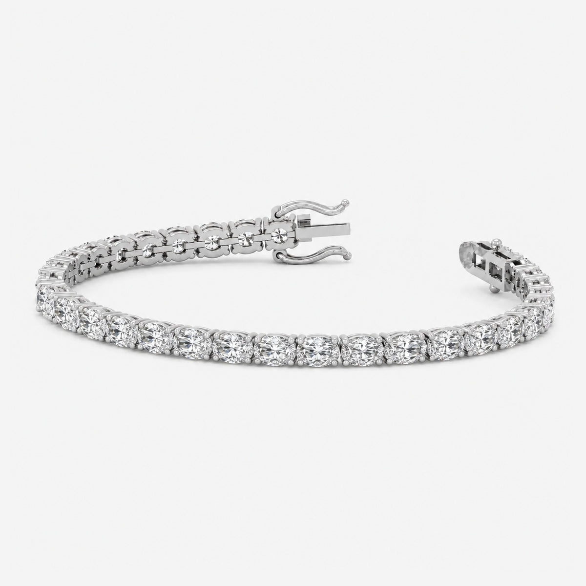 East-West Oval Lab-Grown Diamond Tennis Bracelet in Gold & Platinum (8–30ct)