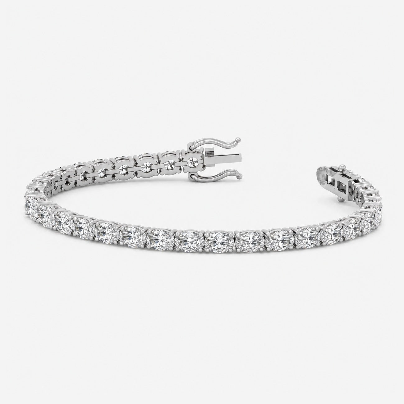 East-West Oval Lab-Grown Diamond Tennis Bracelet in Gold & Platinum (8–30ct)