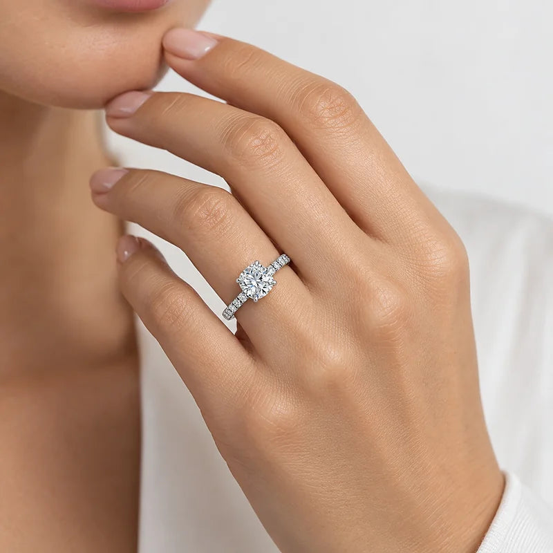 IGI Certified Lab Grown Round Diamond Solitaire Engagement Ring with Side Round Diamonds in Gold & Platinum - 1-5ct