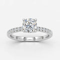 IGI Certified Lab Grown Round Diamond Solitaire Engagement Ring with Side Round Diamonds in Gold & Platinum - 1-5ct