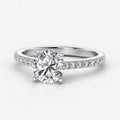 IGI Certified Lab Grown Round Diamond Claw & Pavé Engagement Ring in Gold & Platinum - 1-5ct