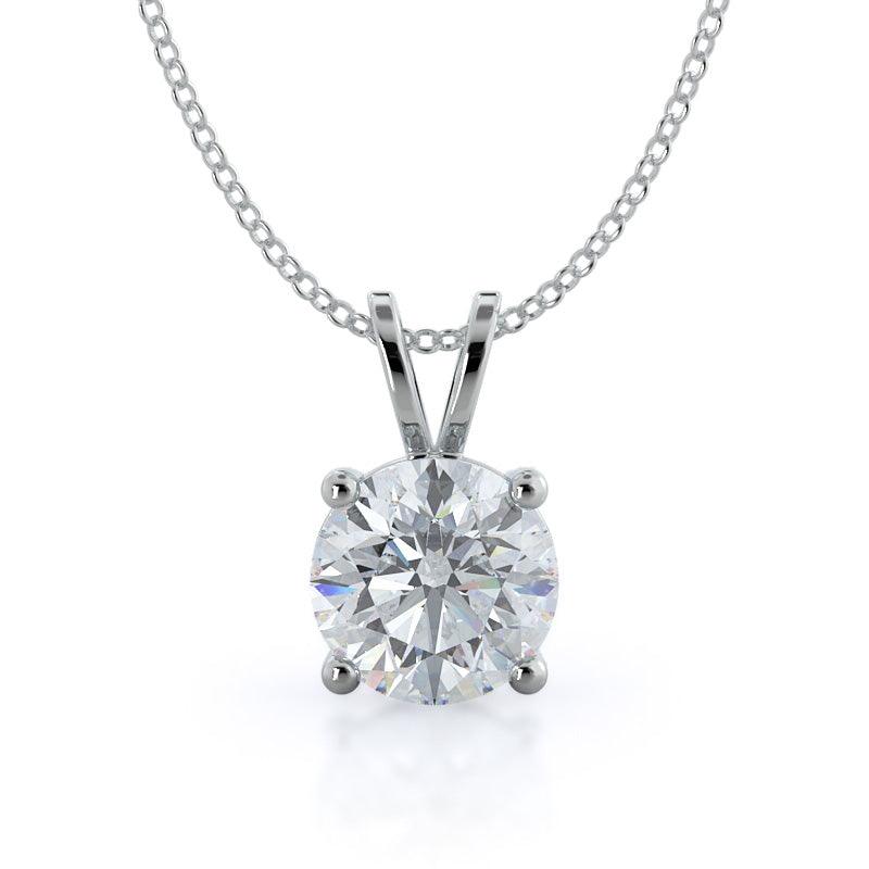 Certified D/VS 1.00Ct Round Diamond Solitaire Pendant Necklace for Women