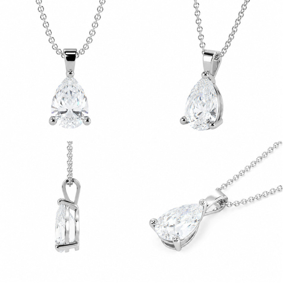 IGI Certified Pear Diamond Solitaire Pendant in White Gold (1.00–5.00 Carat)