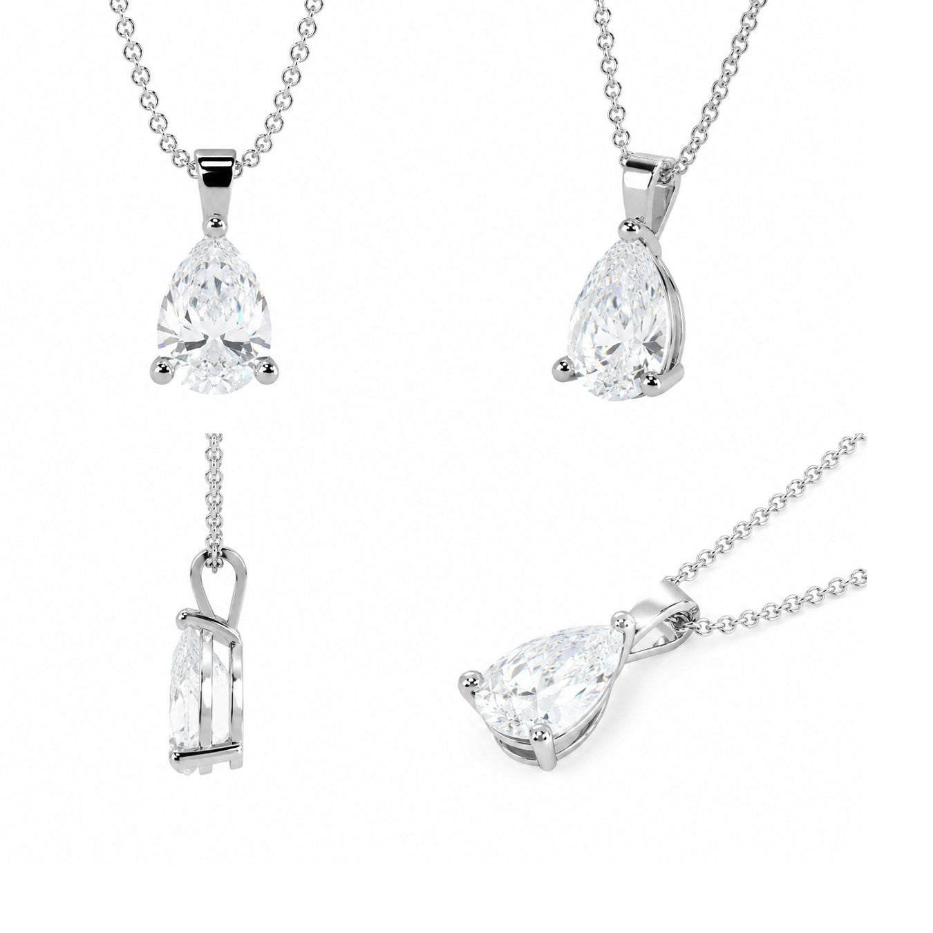 IGI Certified Pear Diamond Solitaire Pendant in White Gold (1.00–5.00 Carat)