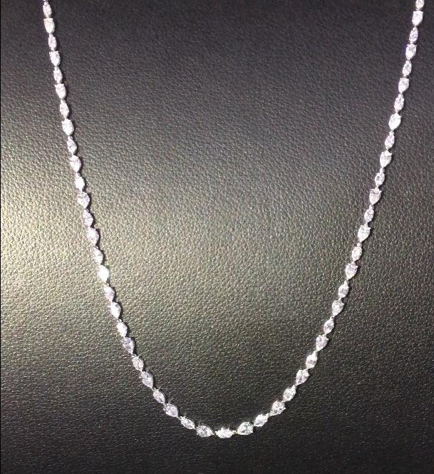 Last Piece ! D/VVS 15.00ct Diamond Tennis Necklace In 18k White Gold