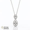 GIA Certified 1.00ct Natural Double Pear Diamond Drop Pendant, White Gold