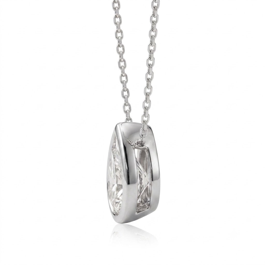 GIA Certified Pear Natural Diamond Bezel Set Pendant in Gold (0.30–1.00CT)