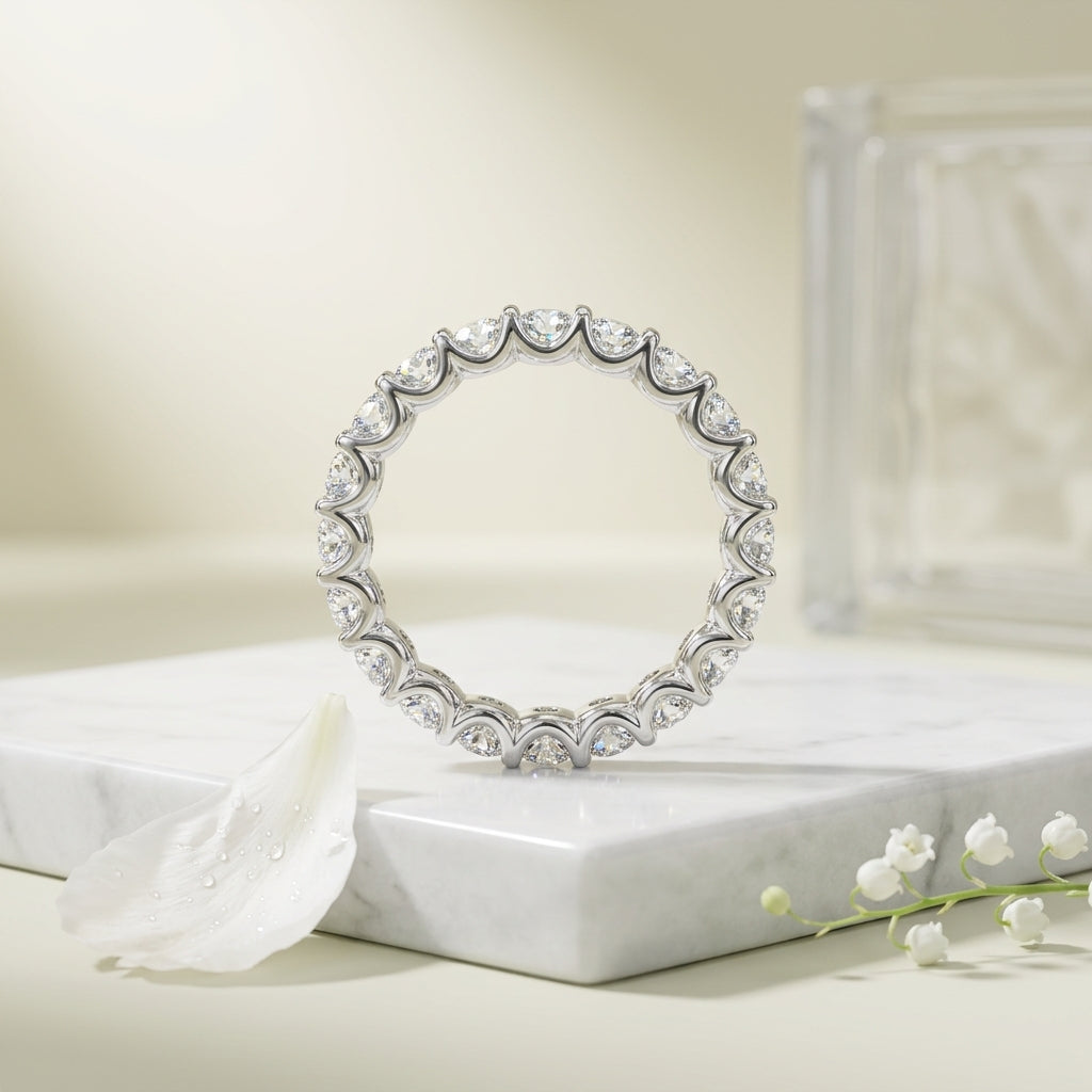 Round Diamond U Prong Full Eternity Ring for Women's - 2.00Carat - 3.00Carat - D/VVS