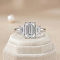 IGI Certified 6.00Ct E/VS Emerald & Trapezoid Lab Diamond Trilogy Ring Platinum