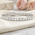 10.00 Carat D-E/VS Lab Grown Princess Diamond Channel Set Bracelet In White Gold