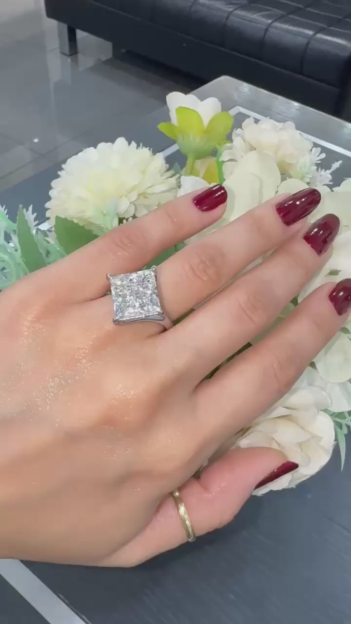 IGI Certified 10.00CT E/VS Princess Lab Grown Diamond Solitaire Engagement Ring in Platinum