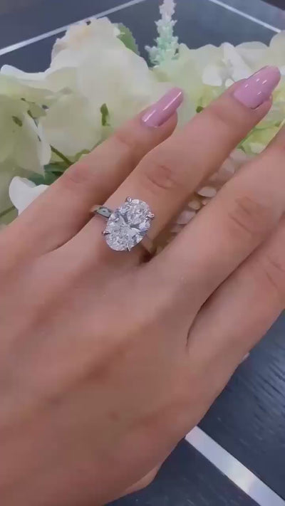 IGI Certified E/VS 4.29 Carat Lab Grown Oval Cut Diamond Solitaire Engagement Ring In Platinum