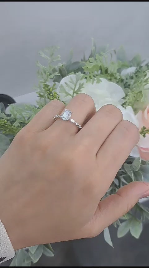 IGI Certified Diamond Oval Cut Hidden Halo Engagement Ring