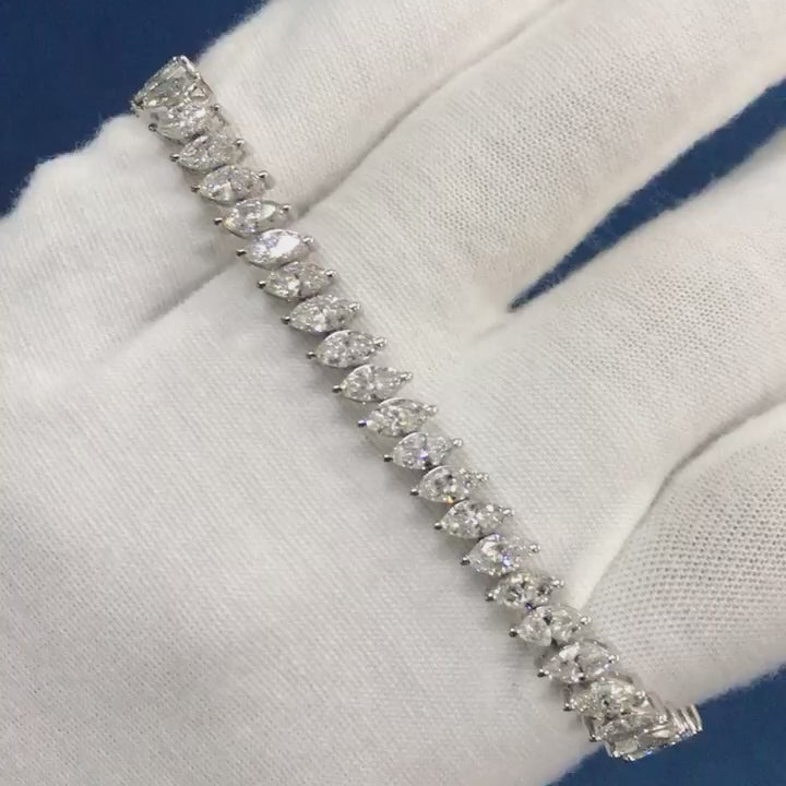 12.00 Carat D/VVS Lab Grown Marquise Diamond Tennis Bracelet Platinum
