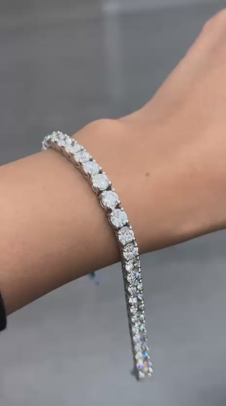 100% Natural 17.05 Carat Round Diamond Claw Set Tennis Bracelet 950 Platinum