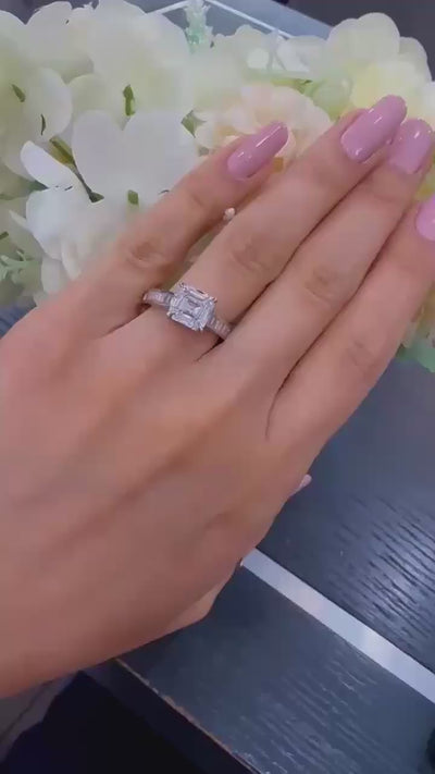 uxury Platinum Lab Grown Asscher Cut Diamond Ring by Amada Diamonds