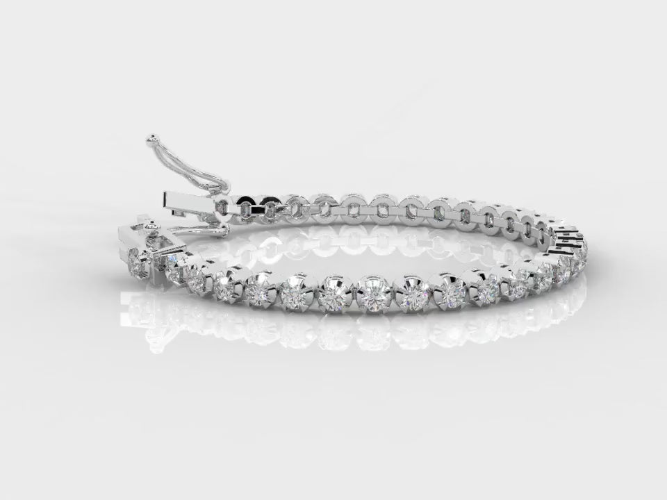 Crown Set 4.00Ct Round Diamond Tennis Bracelet In 9k White Gold For Women's