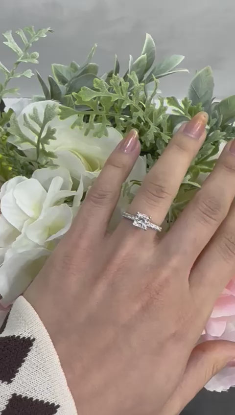 Certified Princess Diamond Engagement Ring With Matching Band 2.00Carat