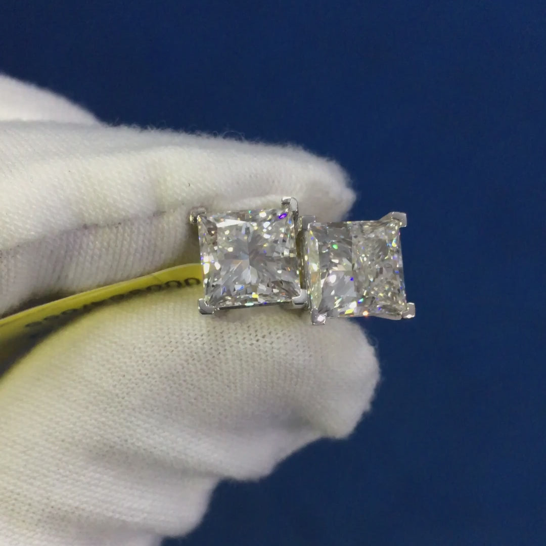 Special Deal Certified F/VVS-VS 5.17Ct Hugh Princess Cut Diamond Stud Earrings In Platinum