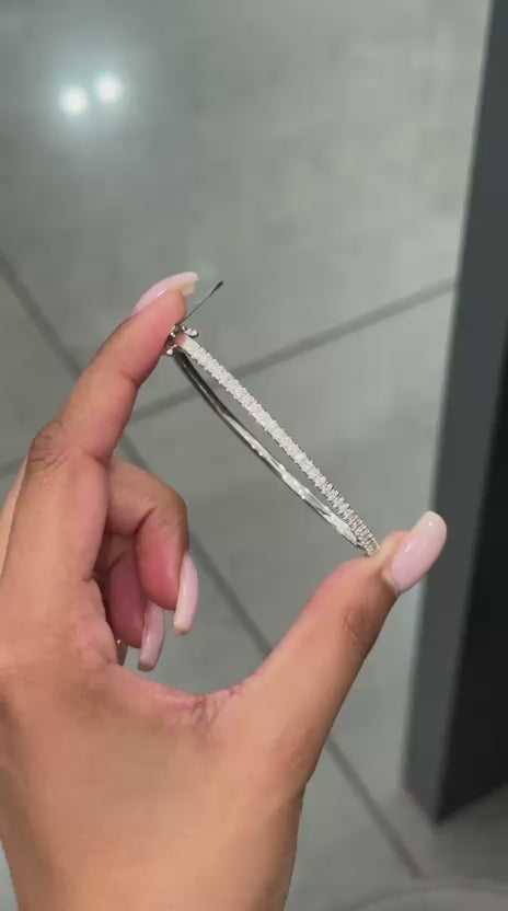 Natural 1.50ct F/VS Round Diamond Micro Pave Tennis Bangle In 18k White Gold