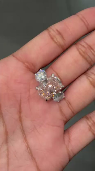 Black Friday Deal ! 10.59ct Fancy Pink Radiant & Round Lab Diamond Trilogy Ring in Platinum