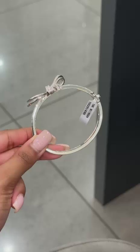 2.50CT F-G/VS Natural Round Diamond Bow Bangle Bracelet in 18K White Gold
