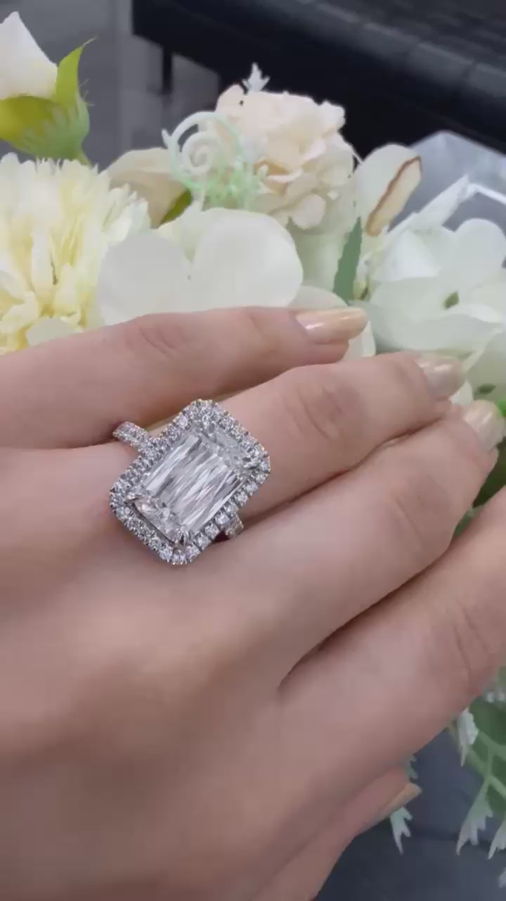 Close-up of IGI Certified Ashoka Lab Diamond Halo Ring in Platinum