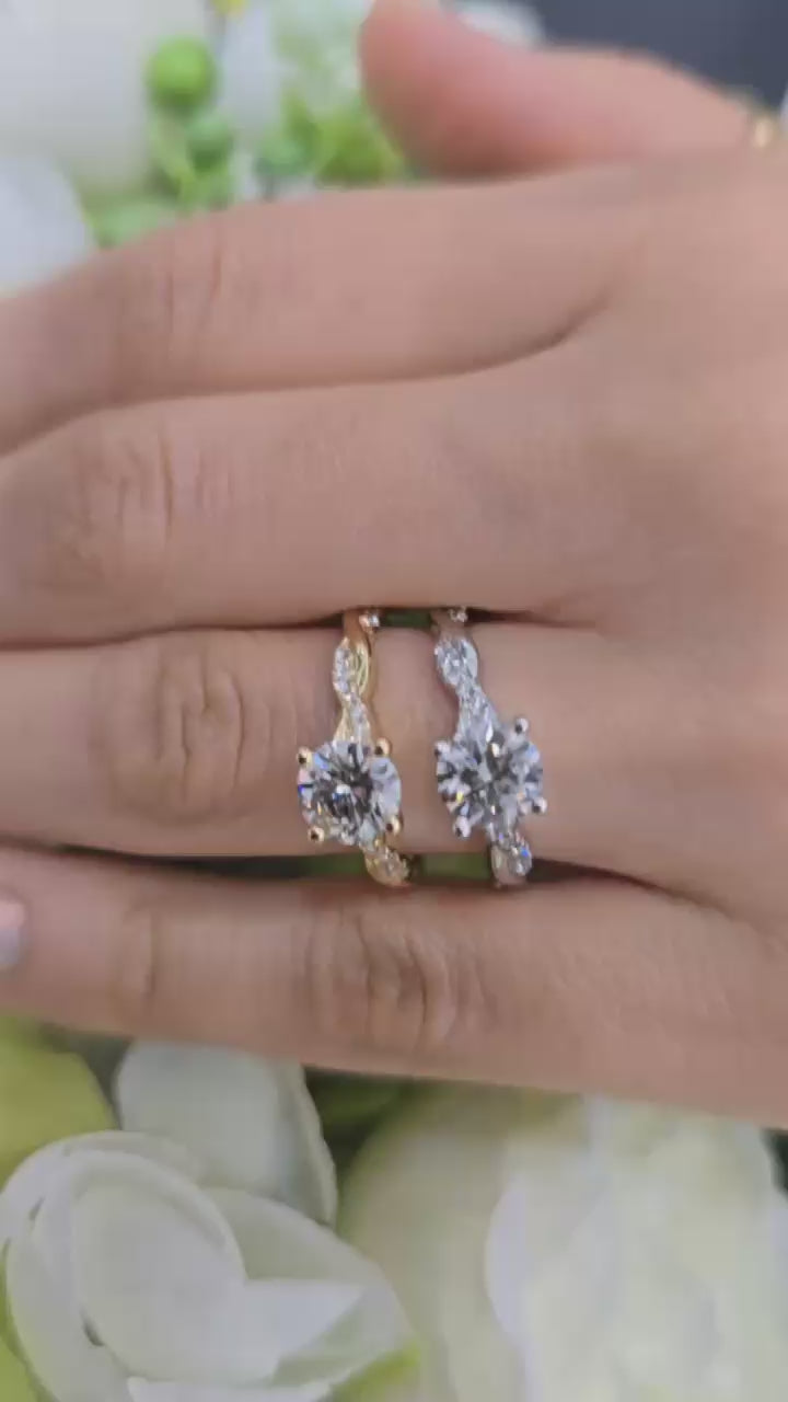 IGI Certified 1.20Carat D/VS Round & Side Diamond Twisted Shank Designer Ring