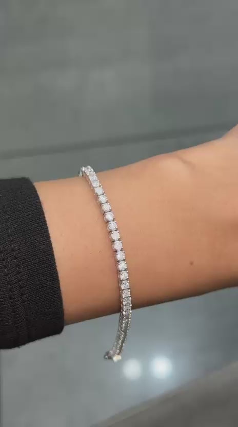 100% Natural 3.50Ct Round Dimaonds F/SI Tennis Bracelet 9k White Gold