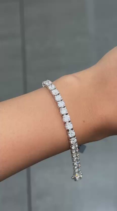 100% Natural 11.00 Carat Round Diamond D-E/VS Tennis Bracelet 950 Platinum