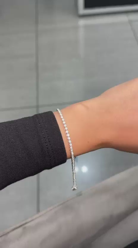 UK Hallmarked 100% Natural Round Diamond Bezel Set Bracelet in 950 Platinum