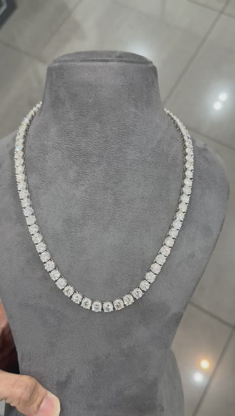D/VS 65.00Ct Lab Round Diamond Tennis Necklace in UK Hallmarked Gold - 22inches
