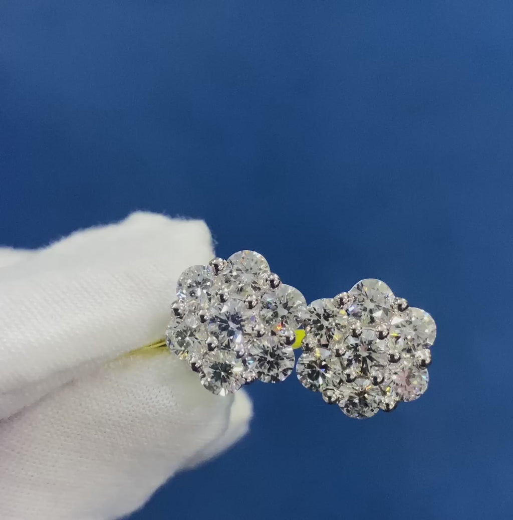 4.60Ct D/VS Lab Diamond Cluster Earrings in White Gold