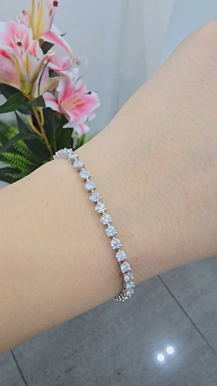Clearance ! D/VS 3.00Ct - 7.00ct Lab Round Diamond 3 Prong Tennis Bracelet in White Gold