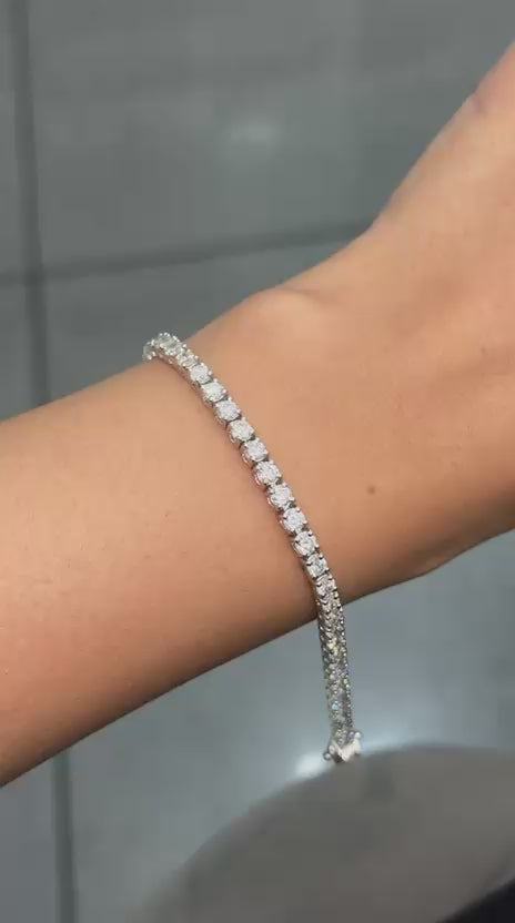 100% Natural 6.00 Carat Round Diamond F/VS Tennis Bracelet 950 Platinum