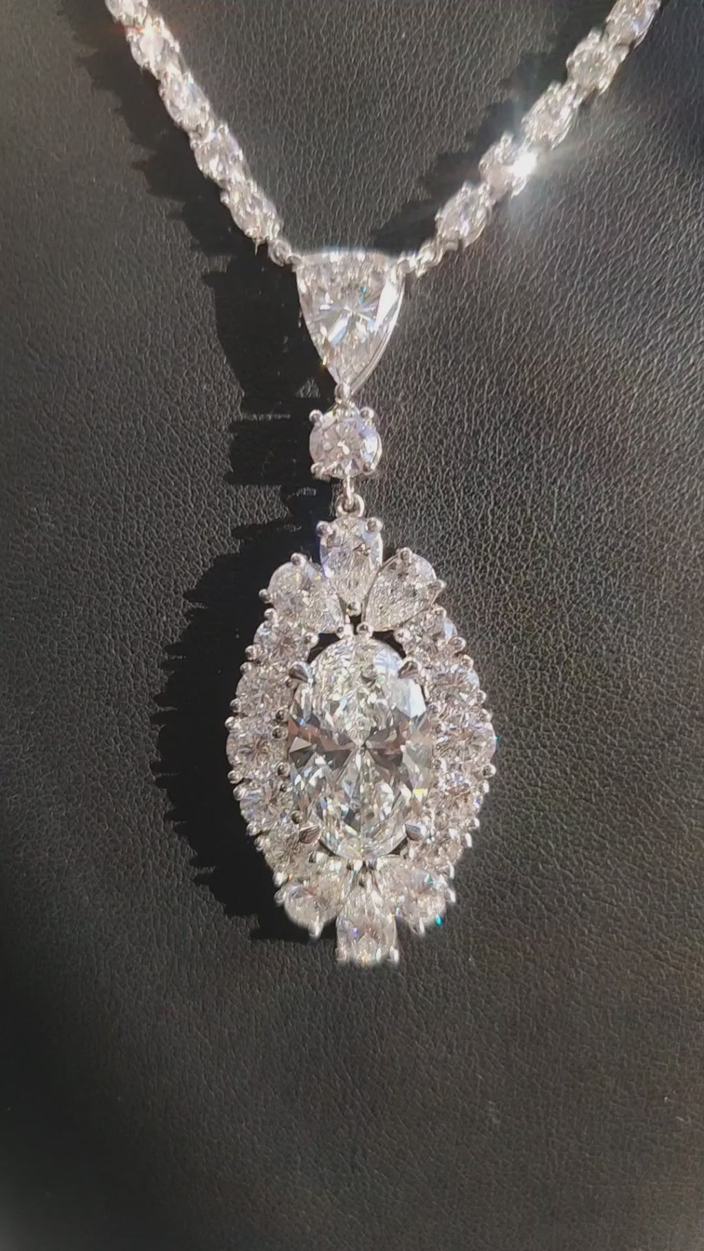IGI 38 Ct, Lab Grown Big Oval With Marquise & Round Diamond Designer Necklace