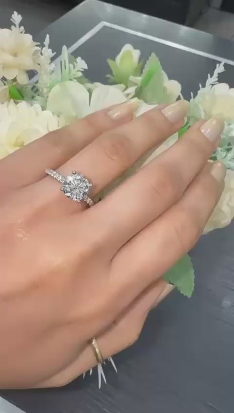1.60CT E/VS IGI Certified Lab Grown Round Diamond Engagement Ring with Hidden Halo – Platinum