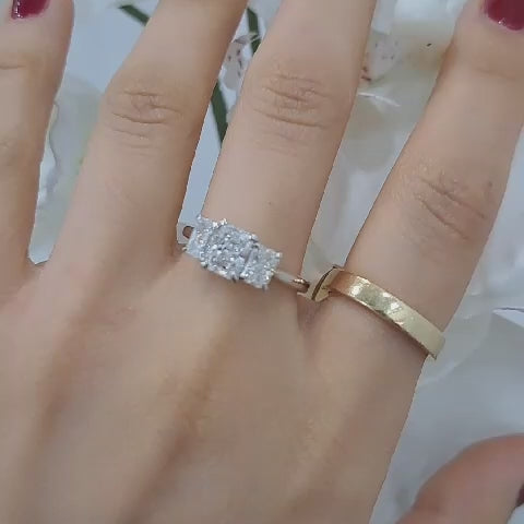 Great Deal..! F/VS 2.00 Ct Radiant Diamond Trilogy Engagement Ring In 18k Gold