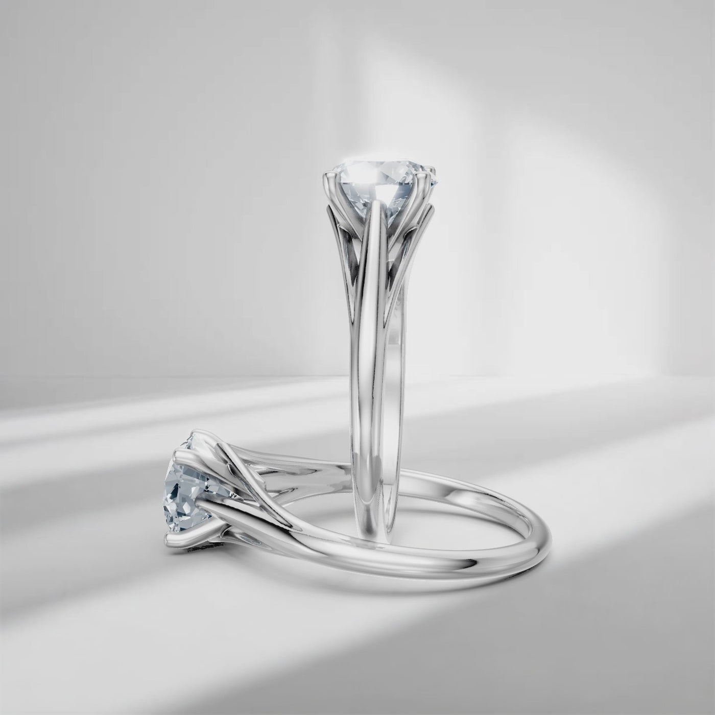 1.00 Carat D/VS Lab Round Diamond Spilt Shank Solitaire Engagement Ring For Women