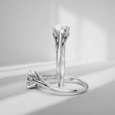 1.00 Carat D/VS Lab Round Diamond Spilt Shank Solitaire Engagement Ring For Women