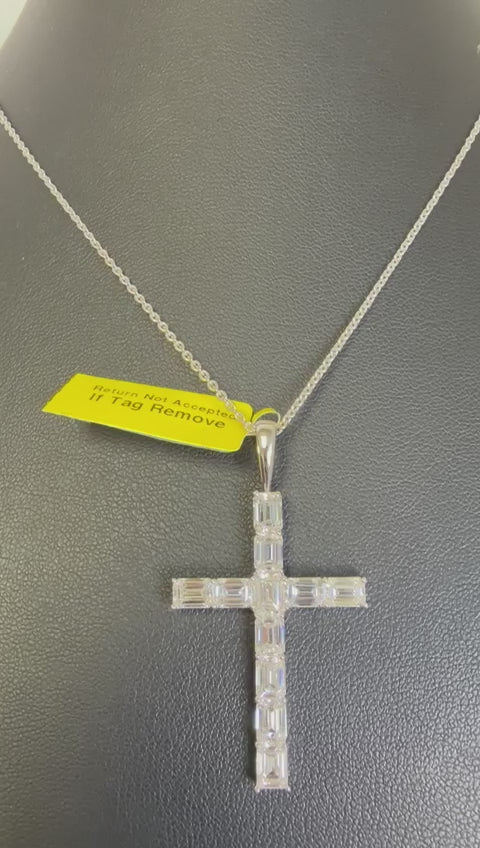 5.35 Carat Lab Grown Round Diamond Cross Pendant 9k White Gold