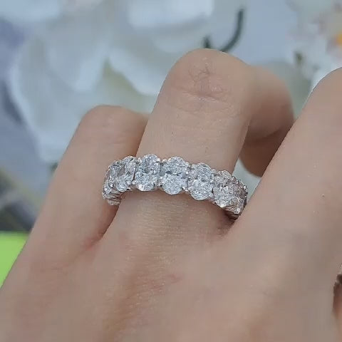 Last Piece ! D-E/VVS 6.00CT OVAL DIAMOND FULL ETERNITY RING IN PLATINUM