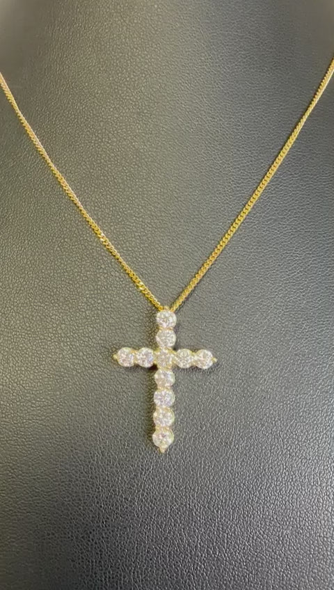 2.50 Carat Lab Grown Round Diamond Cross Pendant 9k 'Gold